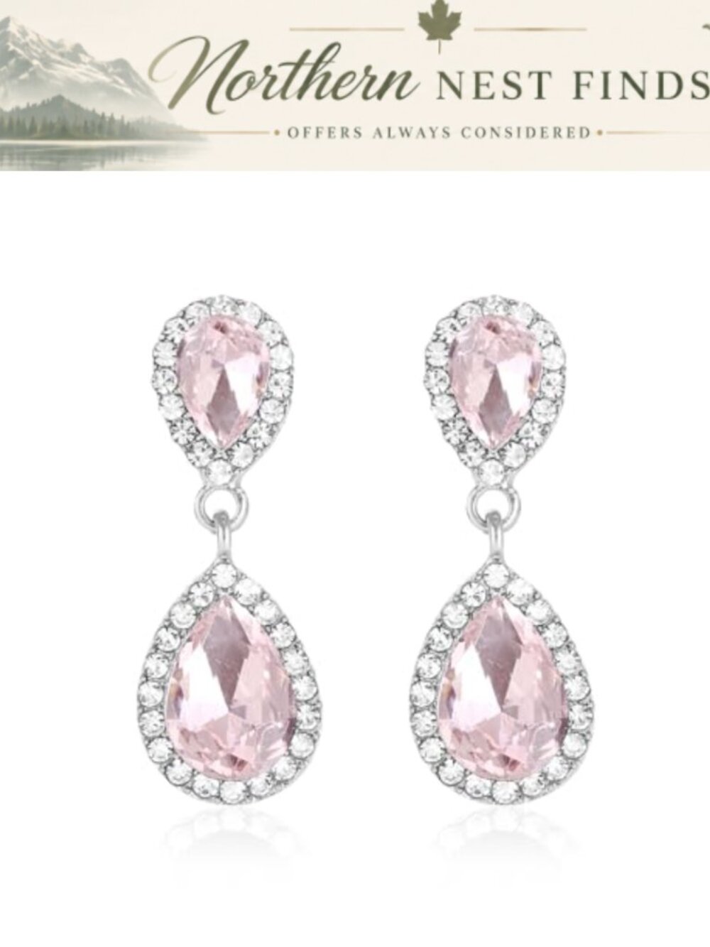 Rhinestone Teardrop Dangle Earrings Crystal Bridal Wedding Formal Prom